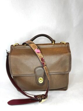 Vintage Coach Willis 9927 Taupe Leather Bag + NWT Cherry Strap